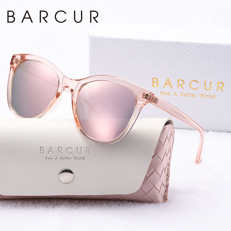 BARCUR Transparent Women Sunglasses Beautiful PC Cat Eye Polarized Sunglasses 2116