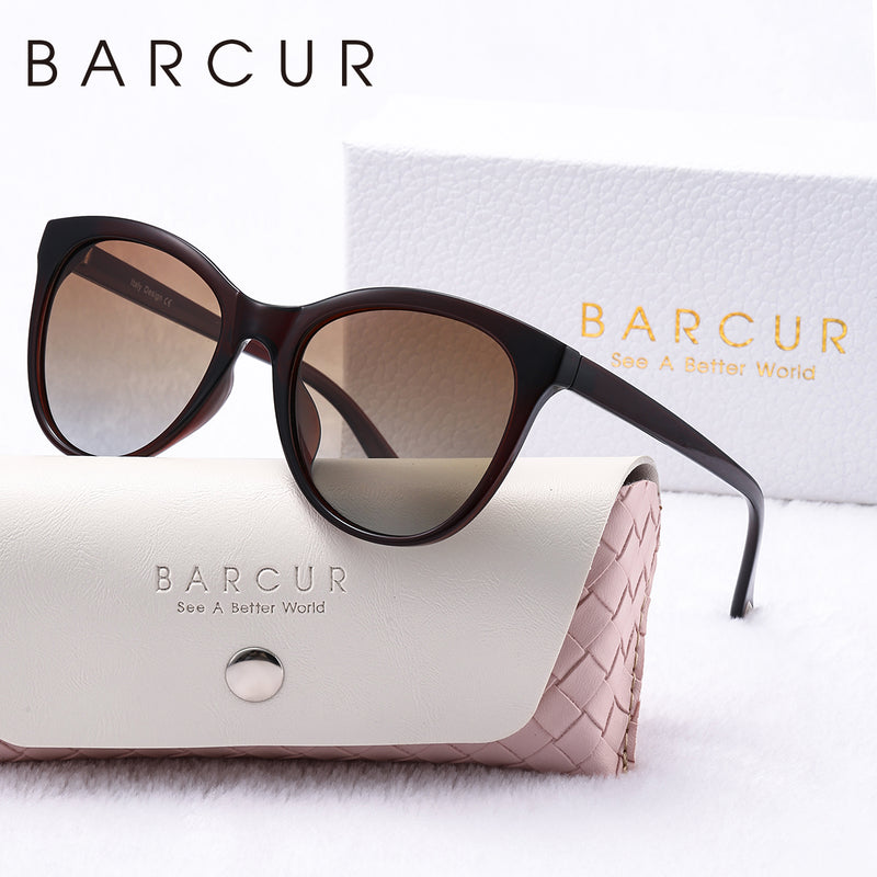 BARCUR Transparent Women Sunglasses Beautiful PC Cat Eye Polarized Sunglasses 2116