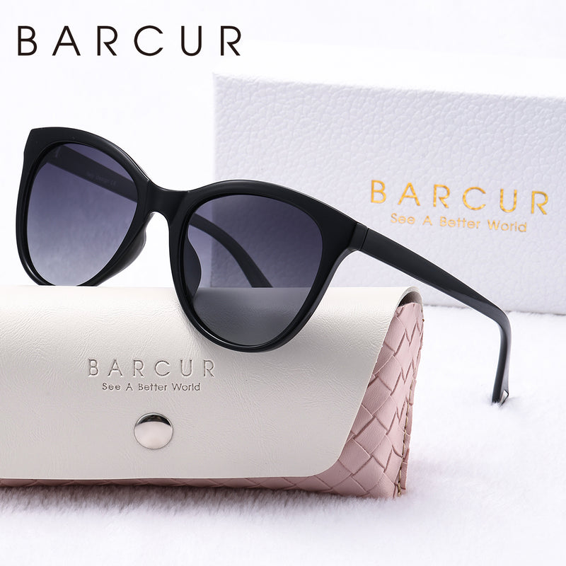BARCUR Transparent Women Sunglasses Beautiful PC Cat Eye Polarized Sunglasses 2116