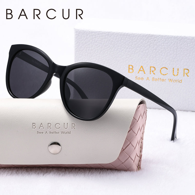 BARCUR Transparent Women Sunglasses Beautiful PC Cat Eye Polarized Sunglasses 2116