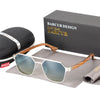 BARCUR Brand Design Zebra Wood Temple Polarized Sunglasses Hexagon Metal Frame Men Glasses UV400 4137