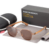 BARCUR Brand Design Zebra Wood Temple Polarized Sunglasses Hexagon Metal Frame Men Glasses UV400 4137