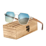 BARCUR Brand Design Zebra Wood Temple Polarized Sunglasses Hexagon Metal Frame Men Glasses UV400 4137