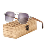 BARCUR Brand Design Zebra Wood Temple Polarized Sunglasses Hexagon Metal Frame Men Glasses UV400 4137