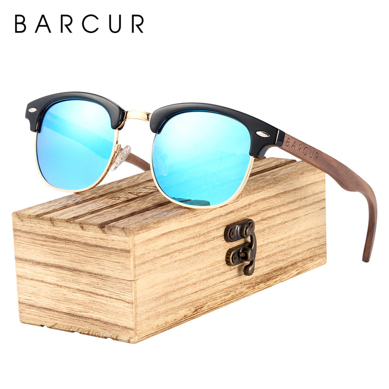 BARCUR Classic Black Walnut Wood Sunglasses 4005Pro