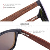BARCUR Polarized Black Walnut Wood Sunglasses Square W4126