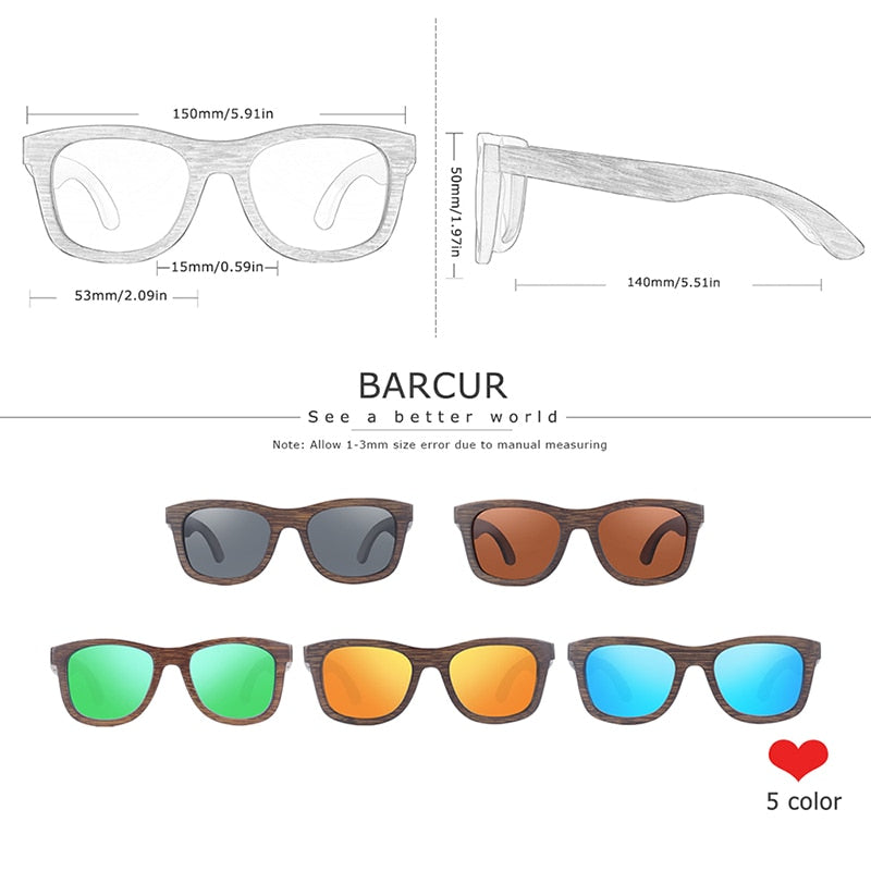 BARCUR Wood Sunglasses Bamboo 5200