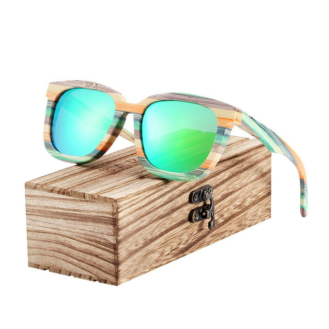 BARCUR Unique Wood Polarized Sunglasses Colorful 5218