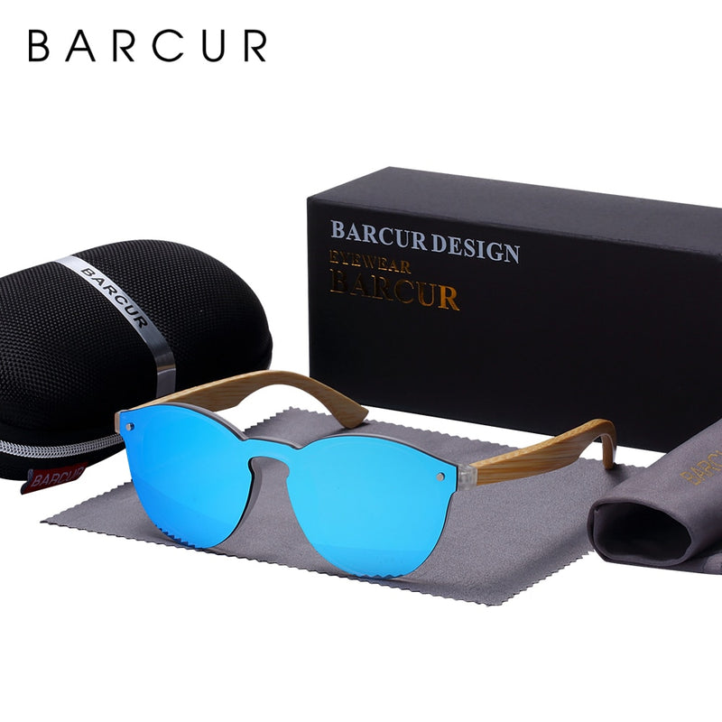BARCUR Round Sunglasses Bamboo Young 4121