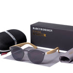 BARCUR Round Sunglasses Bamboo Young 4121
