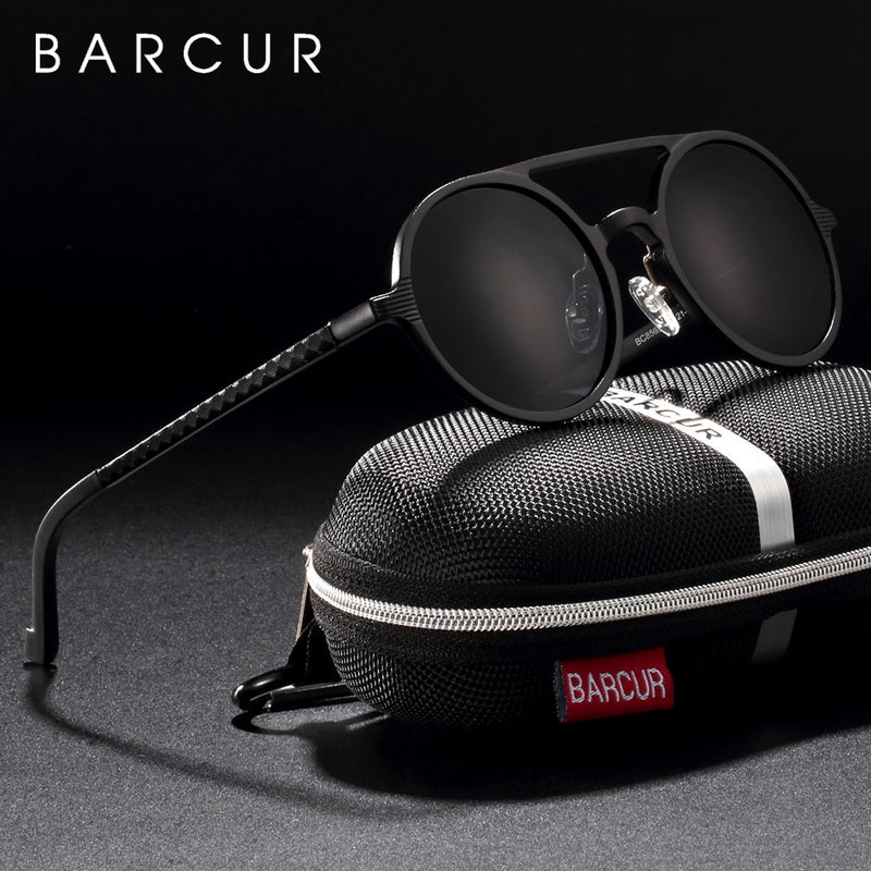 BARCUR Vintage Al-Mg Sunglasses Round Steampunk 8565