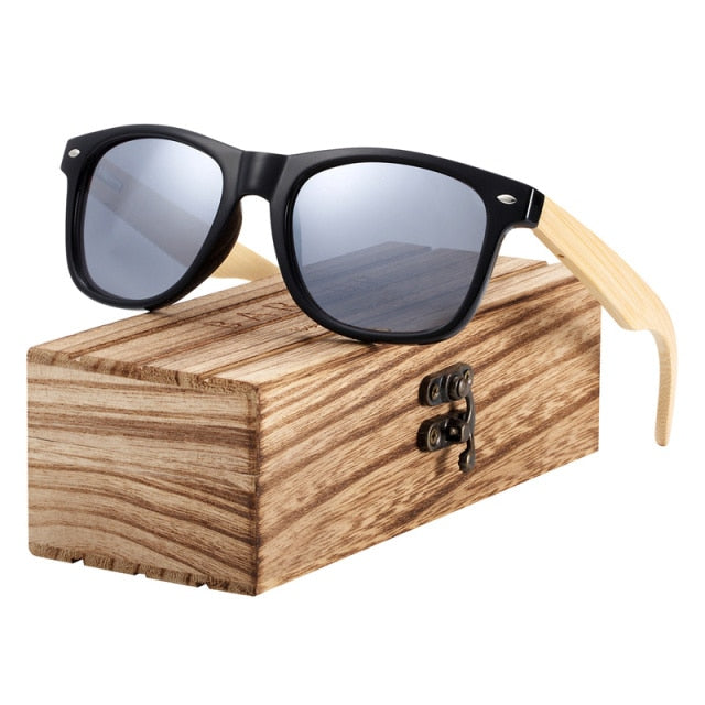 BARCUR Spring Hinge Handmade Bamboo Sunglasses 4176