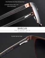 BARCUR Square Sunglasses Wood 4124