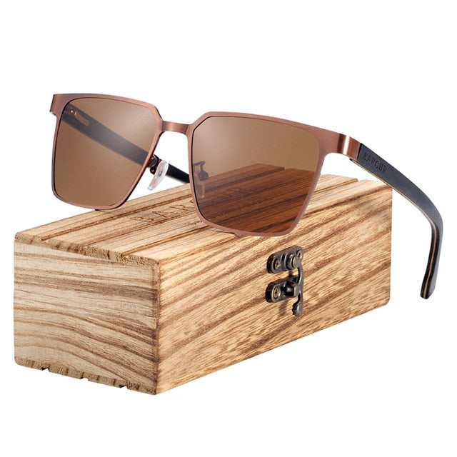 BARCUR Square Sunglasses Wood 4124