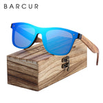 BARCUR Polarized Black Walnut Wood Sunglasses Square W4126