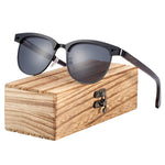 BARCUR Wood Sunglasses Polarized Stainless Steel Frame 4135