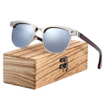 BARCUR Wood Sunglasses Polarized Stainless Steel Frame 4135
