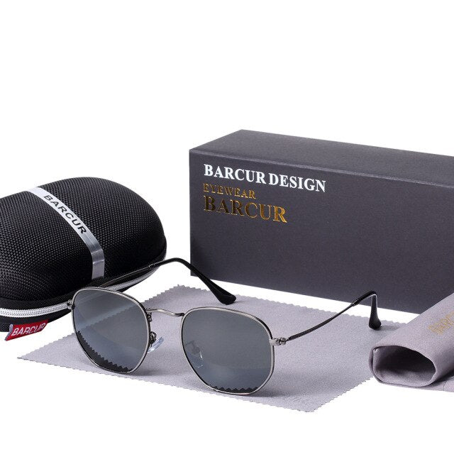 BARCUR Glass Lens Classic Sunglasses 8049