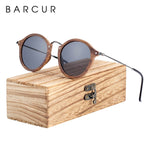 BARCUR Vintage Round Polarized Wooden 5015