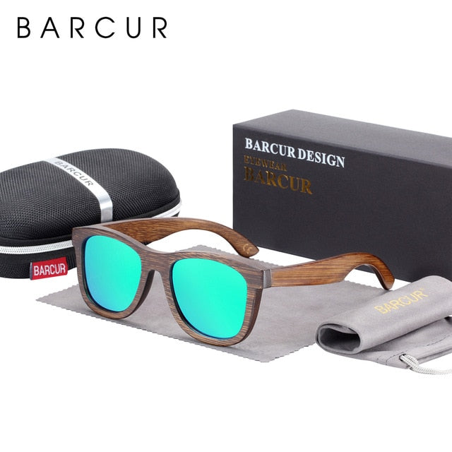 BARCUR Vintage Wood Sunglasses Brown 5200