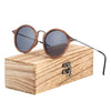 BARCUR Zebra Wood Sunglasses Handmade Round Sun Glasses 5016
