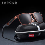 BARCUR Al-Mg Square Sunglasses Men Polarized 8580