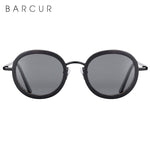 BARCUR Polarized Round Sunglasses Wooden 5007