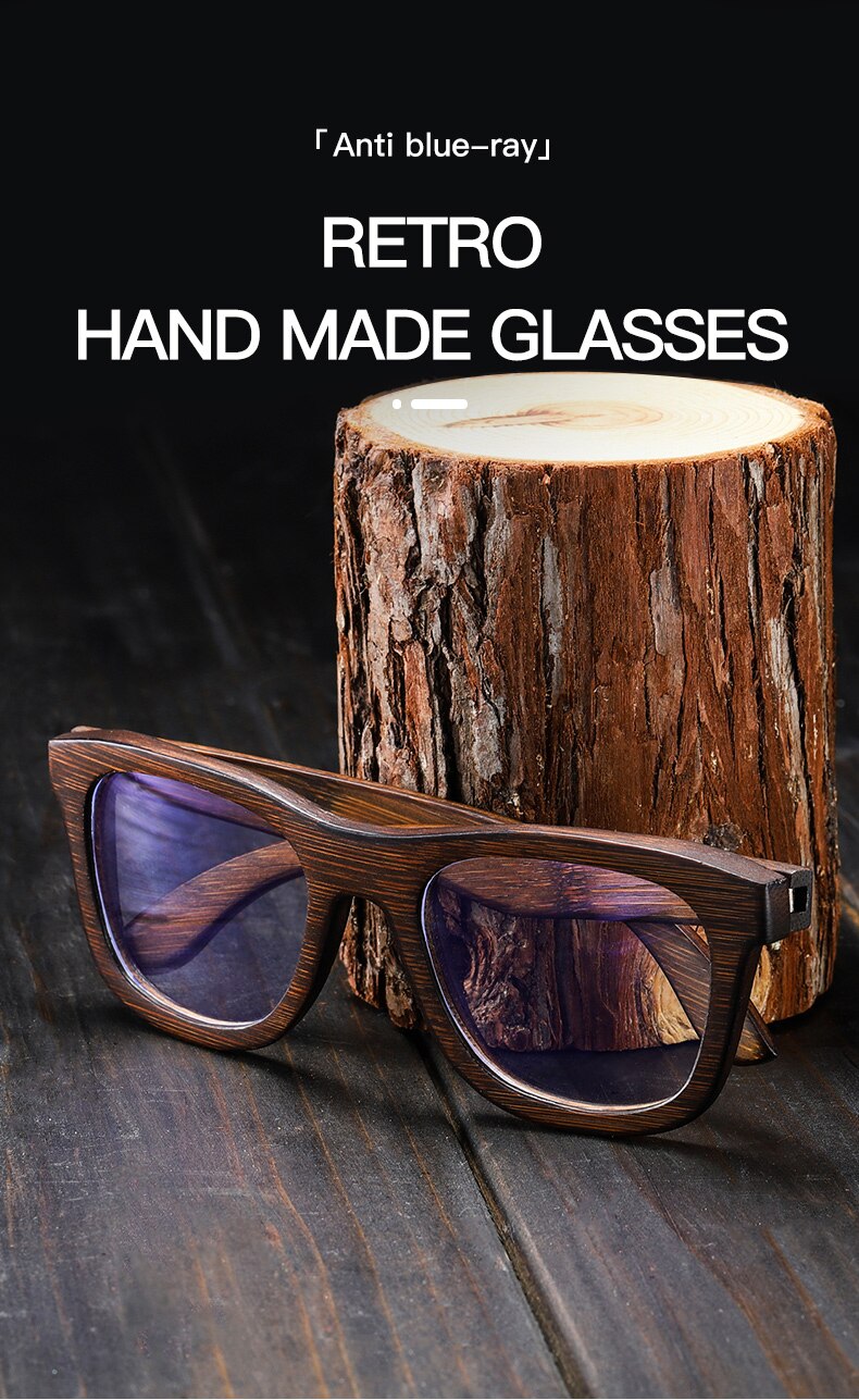 BARCUR Hand Made Wood Glasses Anti Blue 8007