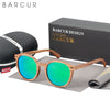 BARCUR Stylish Zebra Wood Sunglasses Round 5045