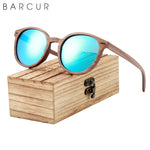 BARCUR Stylish Round Wood Sunglasses Polarized 5040