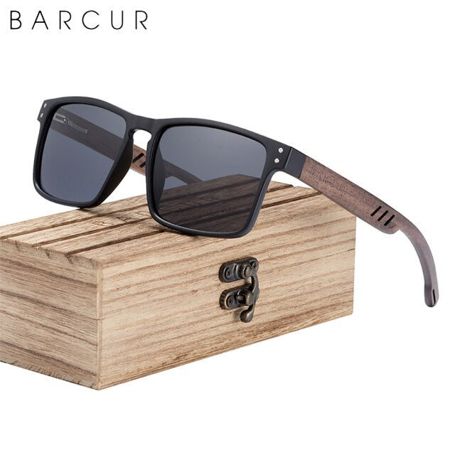 Brown bamboo wood square sunglasses -The Journeyman - custom engraved -  woodgeekstore